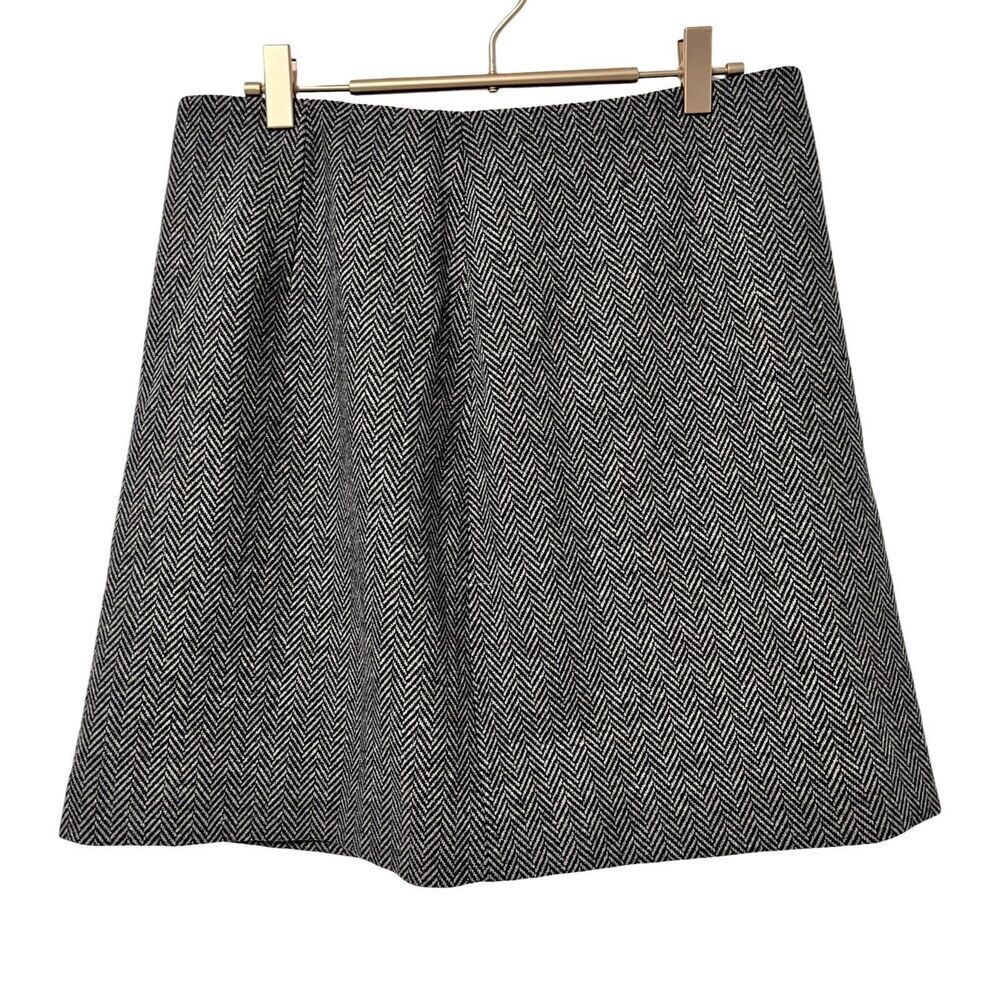 Theory Chevron Abbot Knit High Rise Tweed Mini Skirt Size 10 Wool Blend NEW